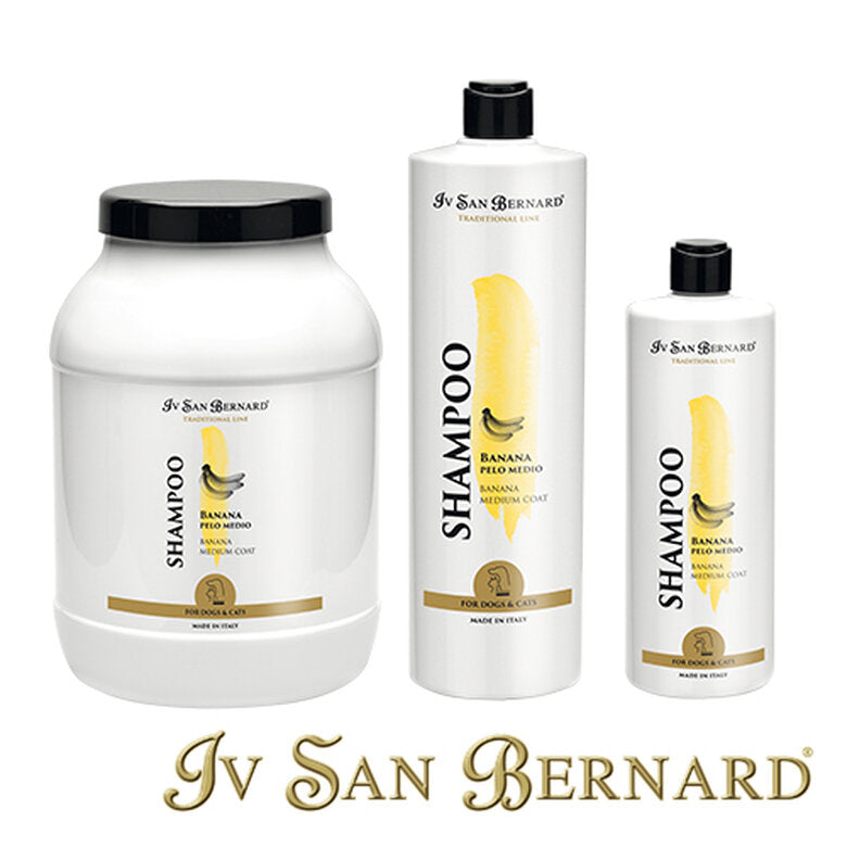 Champú Banana IV San Bernard para Perros y Gatos – Pelo Medio, Suavidad y Brillo Profesional