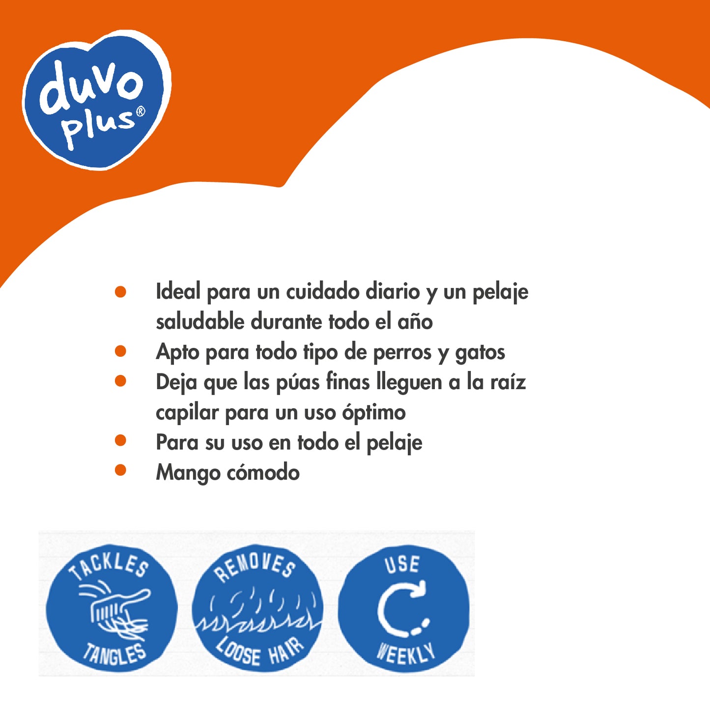 Carda Universal para Mascotas Duvo+ | Cepillo Aseo Diario S/M/L