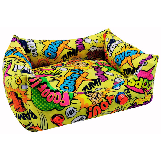 Cuna para perro Comic Gold – Diseño moderno y tejido antimanchas | Max the Husky