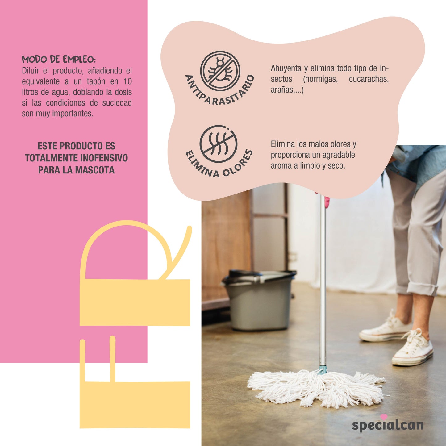 Fregasuelos Limpiador para Hogar con Mascotas Specialcan 1L | Seguro