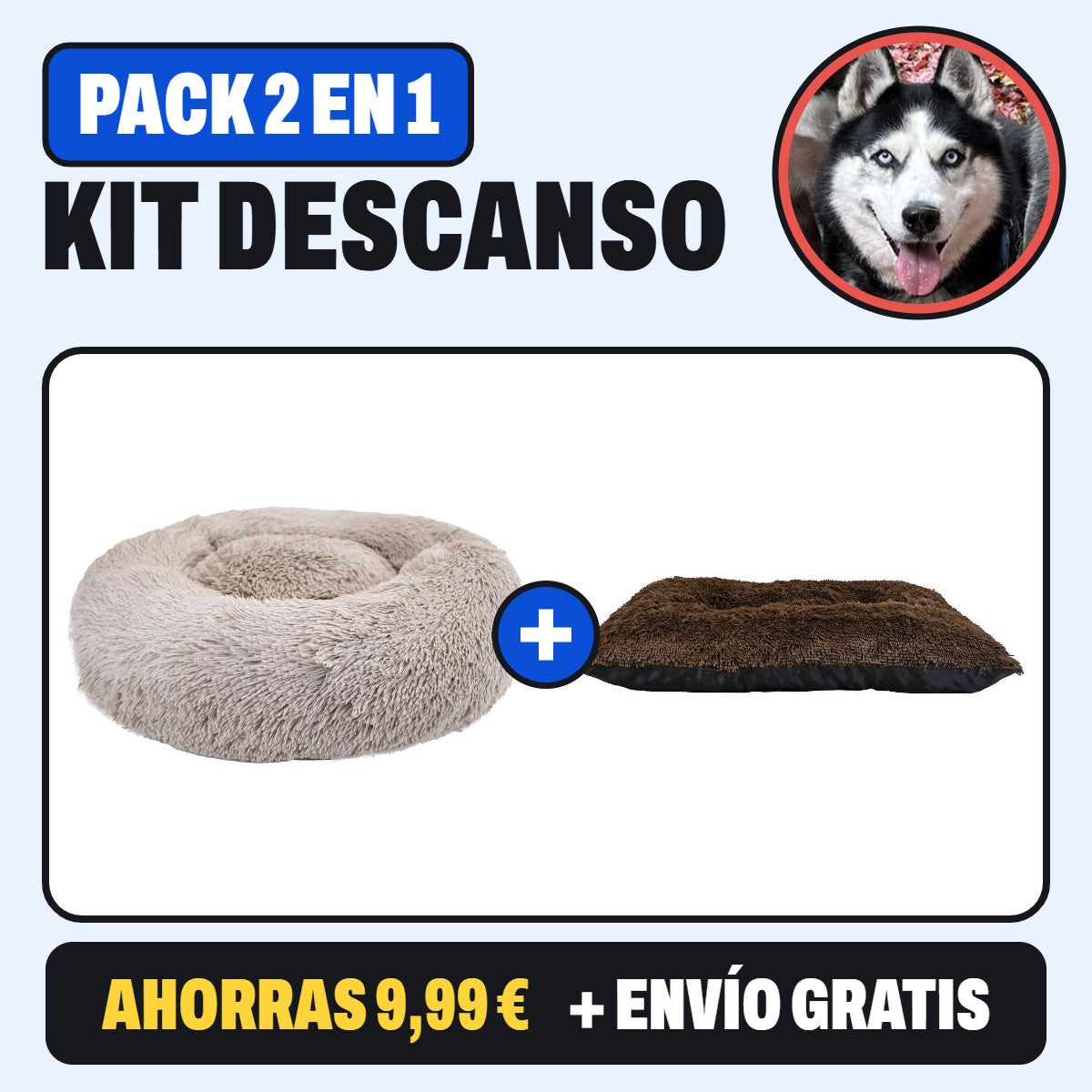 Pack Descanso de la Manada: cuna Donut + colchón Paw